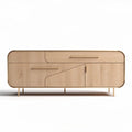 Meuble de rangement en bois clair avec portes et tiroirs dimensions 150 x 45 x 60cm