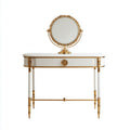 Coiffeuse blanche en bois avec miroir ovale et tiroirs 90 x 40 x 75cm