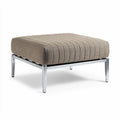 Pouf carré en tissu beige avec structure en métal 70 x 70 x 35cm