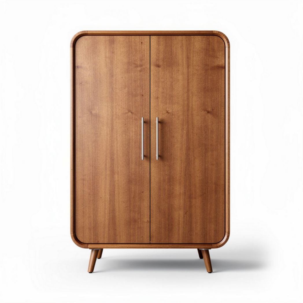 Armoire en bois de chêne couleur noyer 90 x 60 x 130cm avec deux portes