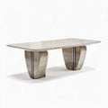 Table rectangulaire en pierre naturelle réalisée à la main 200 x 100 x 75cm