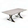 Table à manger en marbre avec pieds en métal noir 200 x 100 x 75cm