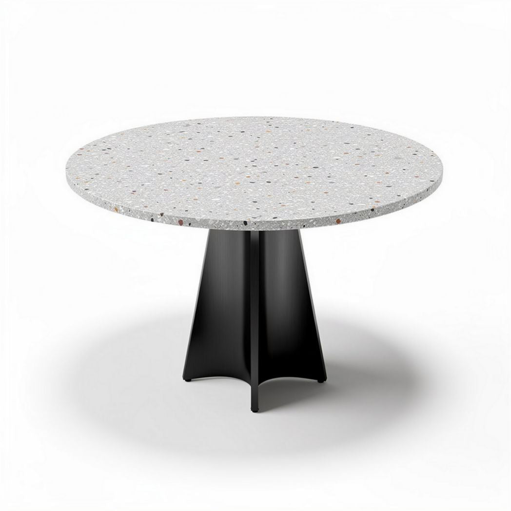 Table ronde en béton avec base en métal noir 80 x 80 x 75cm