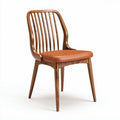 Chaise en bois avec assise en cuir couleur caramel dimensions 45 x 45 x 85cm