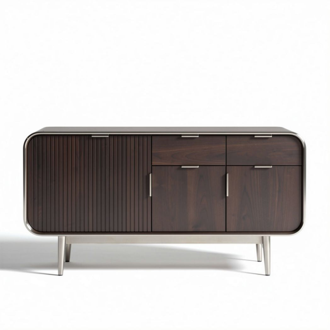 Meuble de rangement noir avec trois tiroirs et compartiment ouvert 120 x 40 x 75cm