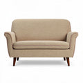 Canapé bicolore en tissu beige avec pieds en bois 150 x 85 x 80cm