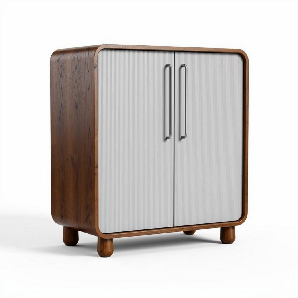 Meuble de rangement en bois avec portes blanches 80 x 40 x 90cm
