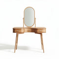 Coiffeuse en bois avec miroir ovale et trois tiroirs dimensions 100 x 40 x 75cm