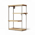 Étagère en bois de bambou et métal noir 80 x 40 x 120 cm pour rangement intérieur