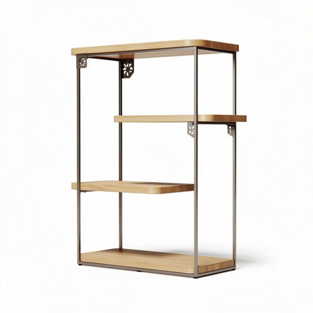 Étagère en bois de bambou et métal noir 80 x 40 x 120 cm pour rangement intérieur